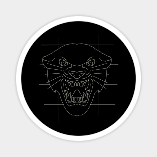 Panther head face drawing in white Magnet